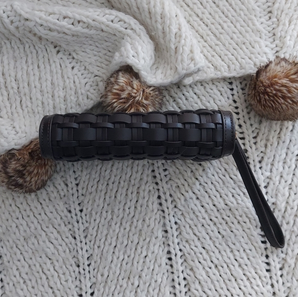 TORY BURCH Britten Woven Flap Wallet Wristlet - Deep Brown - Picture 5 of 11